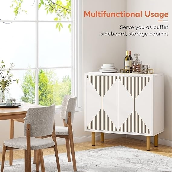 Modern Sideboard Storage Cabinet, Cupboard with 4 Doors, Dinning Horizontal Cabinet Image 2