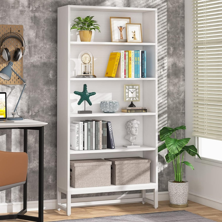 Tall Bookcase and Bookshelf, 70.8" Large Bookcases Organizer with 5-Tier Storage Shelves Image 1