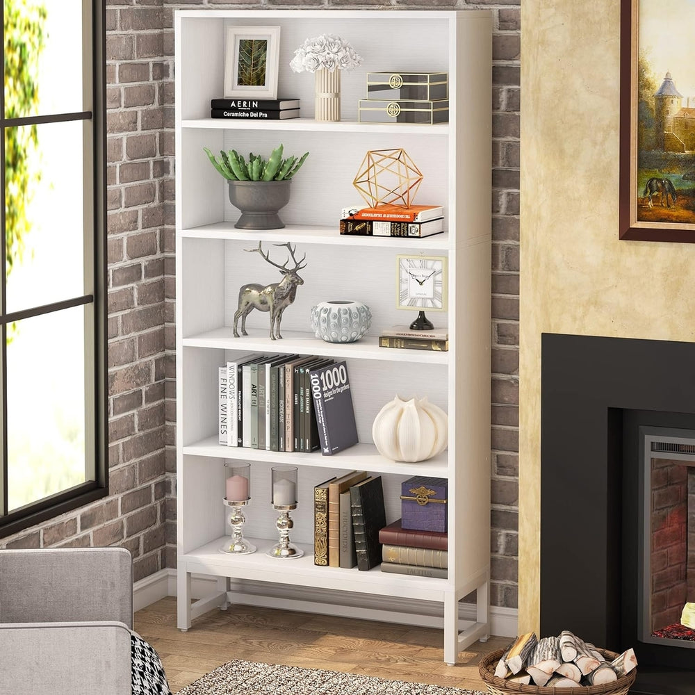 Tall Bookcase and Bookshelf, 70.8" Large Bookcases Organizer with 5-Tier Storage Shelves Image 2