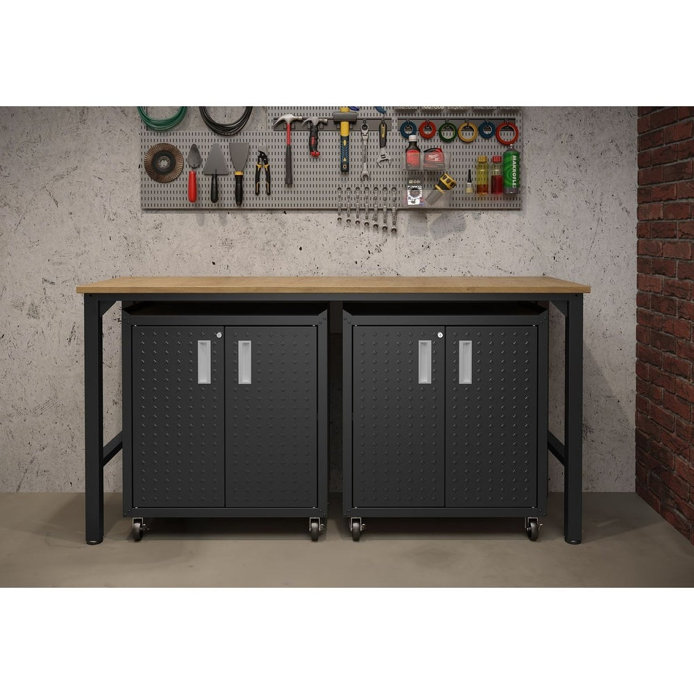 3-Piece Fortress Mobile Space-Saving Steel Garage Cabinet and Worktable 1.0 y Image 2