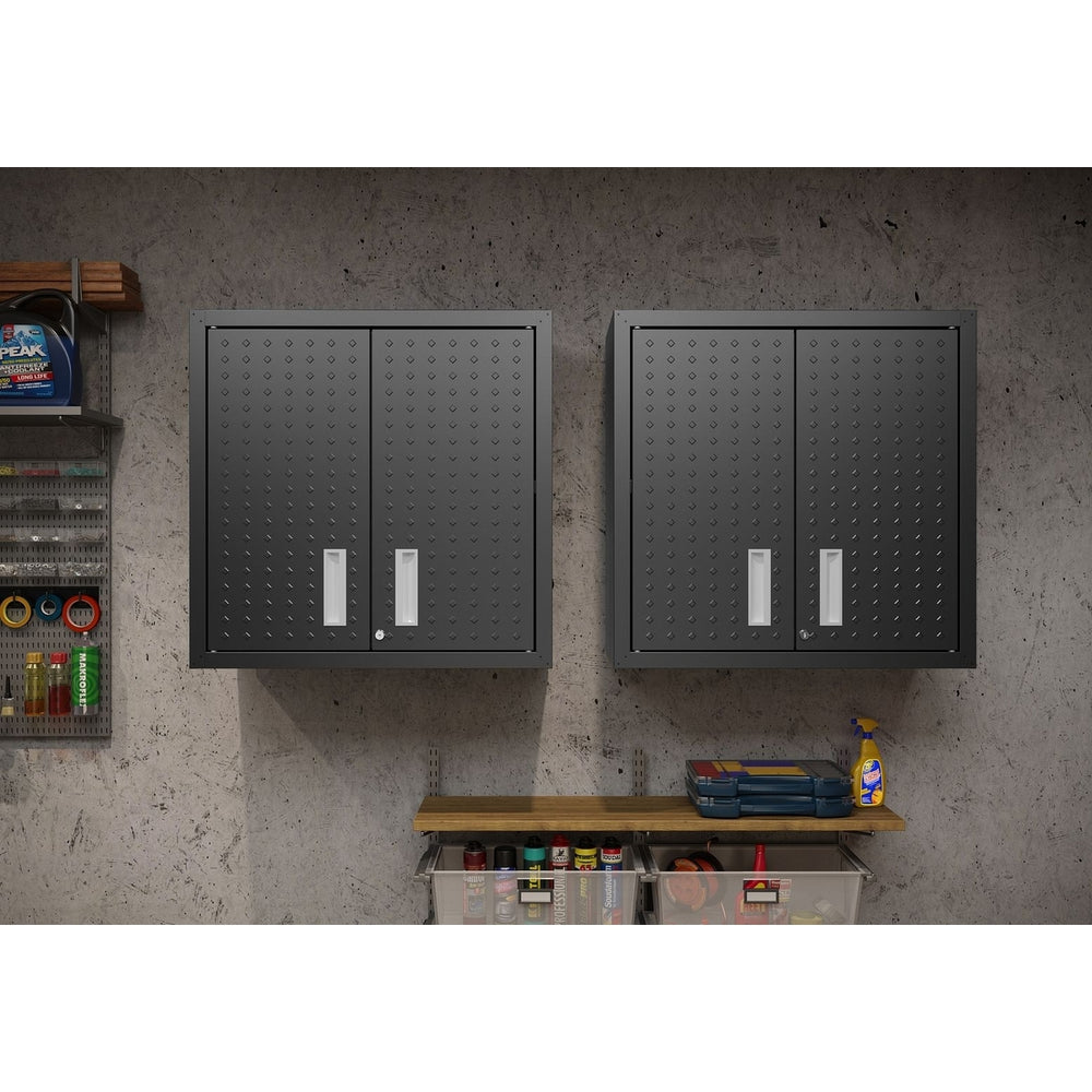 Fortress 30" Floating Textured Metal Garage Cabinet with Adjustable Shelves y - Set of 2 Image 2
