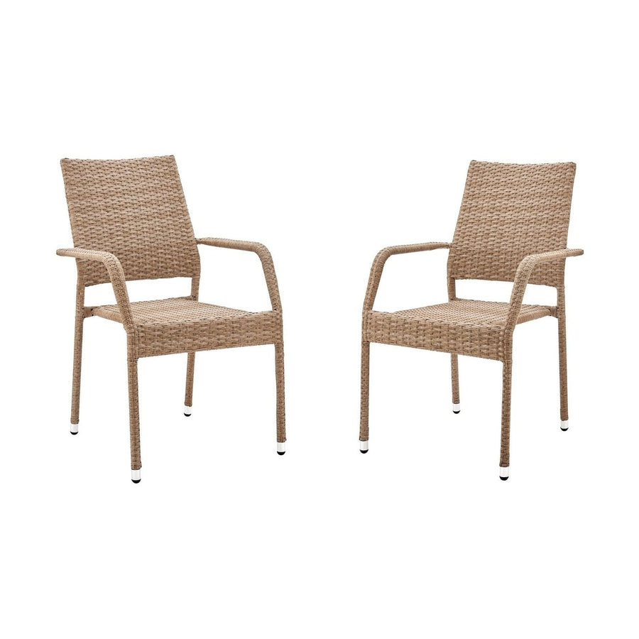 2-Piece Genoa Patio Dining Armchair in Nature Tan Weave Image 1