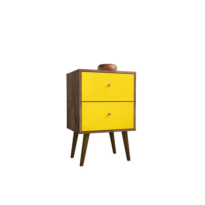Liberty Mid-Century Modern Nightstand 2.0 with 2 Full Extension Drawers with Solid Wood Legs Image 1