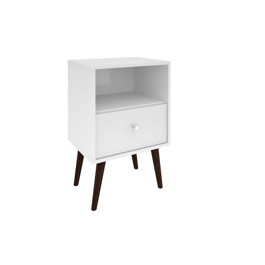 Liberty Mid-Century Modern Nightstand 1.0 with 1 Cubby Space and 1 Drawer with Solid Wood Legs Image 1