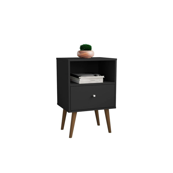 Liberty Mid-Century Modern Nightstand 1.0 with 1 Cubby Space and 1 Drawer with Solid Wood Legs Image 6