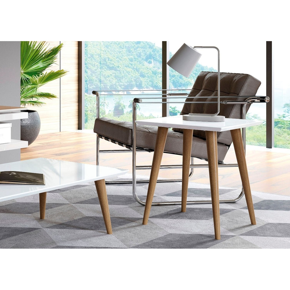 Utopia 19.84" High Square End Table With Splayed Wooden Legs Gloss Image 2