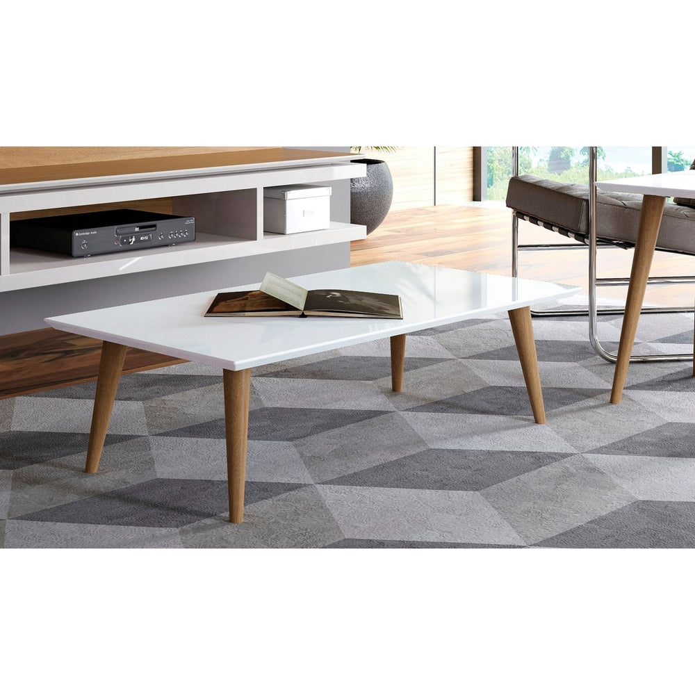 Utopia 17.52" High Rectangle Coffee Table with Splayed Legs Gloss Image 2