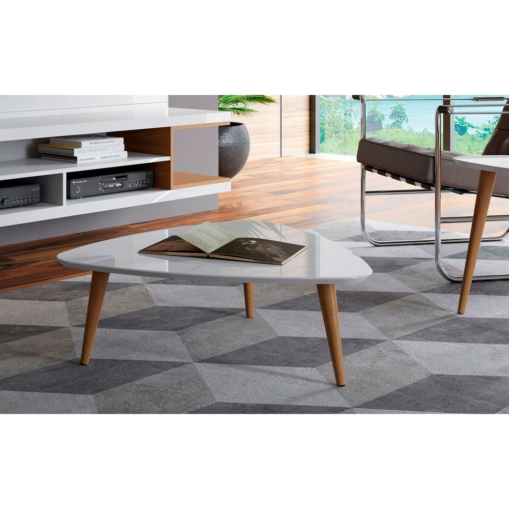 Utopia 17.51" High Triangle Coffee Table with Splayed Legs Gloss Image 2