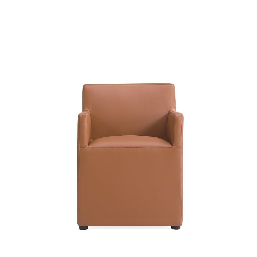 Anna Modern Square Faux Leather Dining Armchair Image 1
