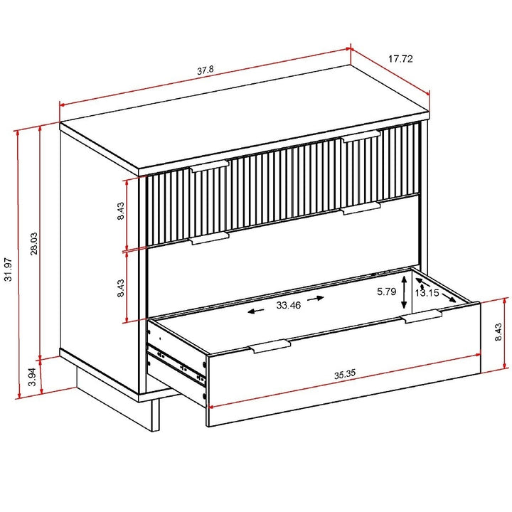 Granville 38.18" Modern Standard Dresser with 3 Full Extension Drawers Image 3