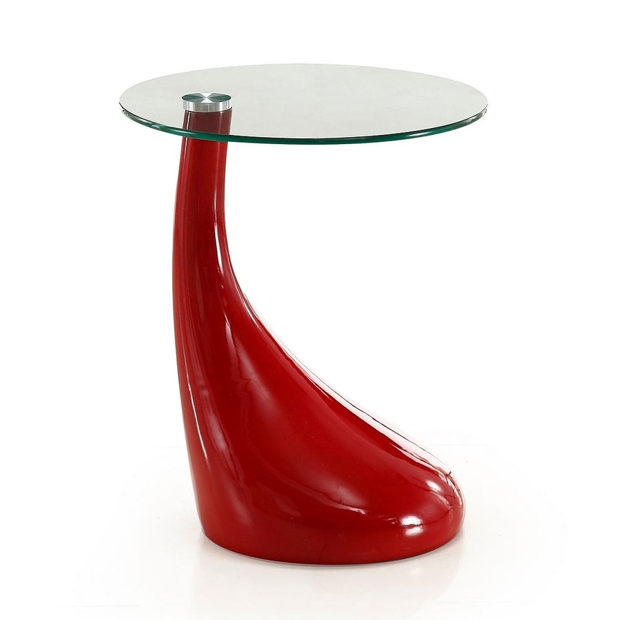 Lava 19.7 in. Red Glass Top Accent Table Image 1