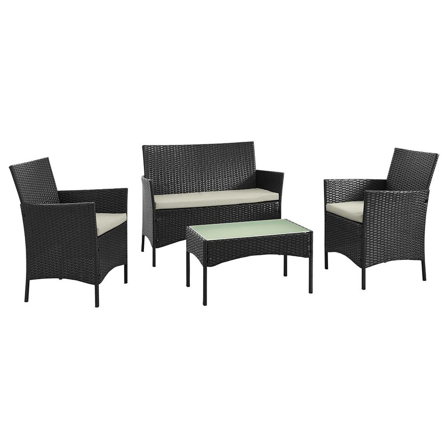 Imperia Steel Rattan 4-Piece Patio Conversation Set with Cushions Image 1