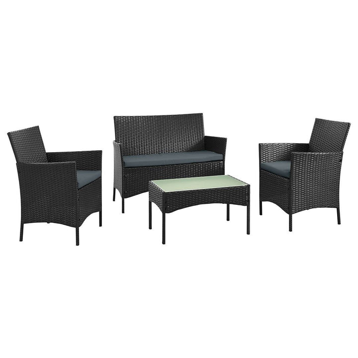 Imperia Steel Rattan 4-Piece Patio Conversation Set with Cushions Image 1