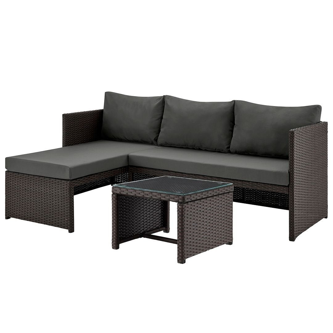 Menton Steel Rattan 2-Piece Chair Lounge and 2 Seater with Coffee Table Patio Set Image 4