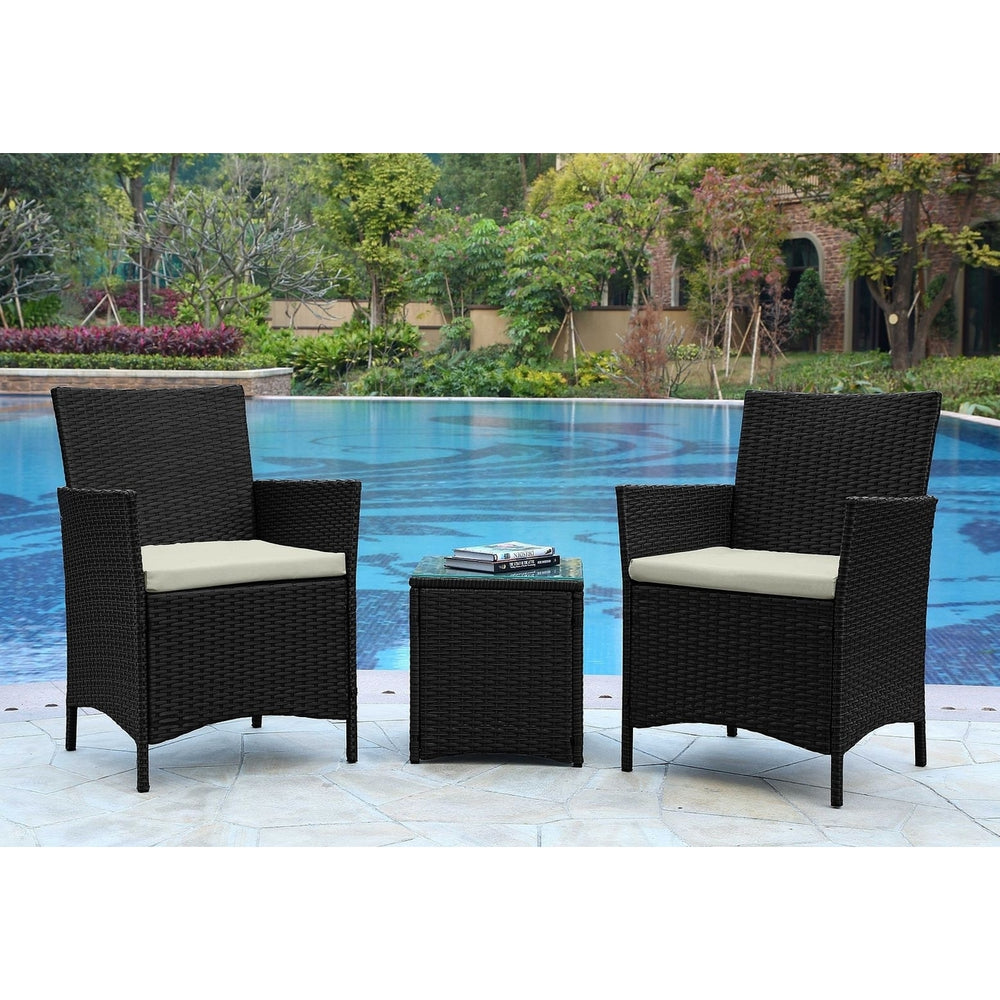 Imperia Steel Rattan 3-Piece Patio Conversation Set with Cushions Image 2