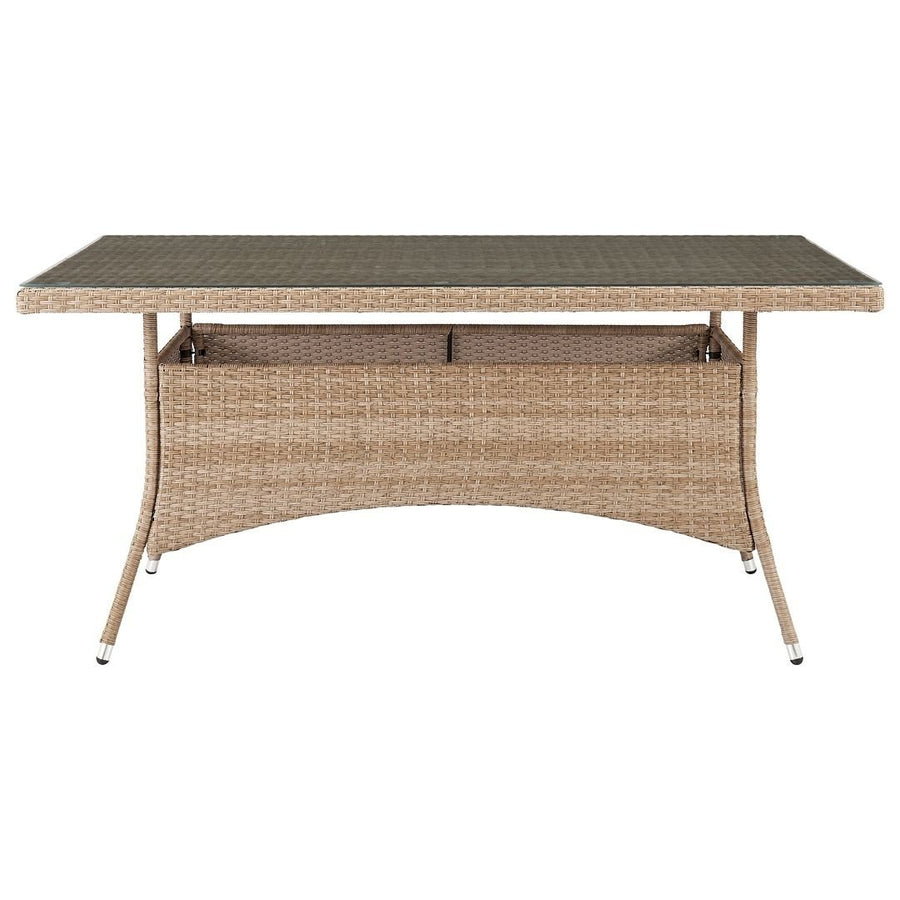 Genoa Patio Dining Table with Glass Top in Nature Tan Weave Image 1