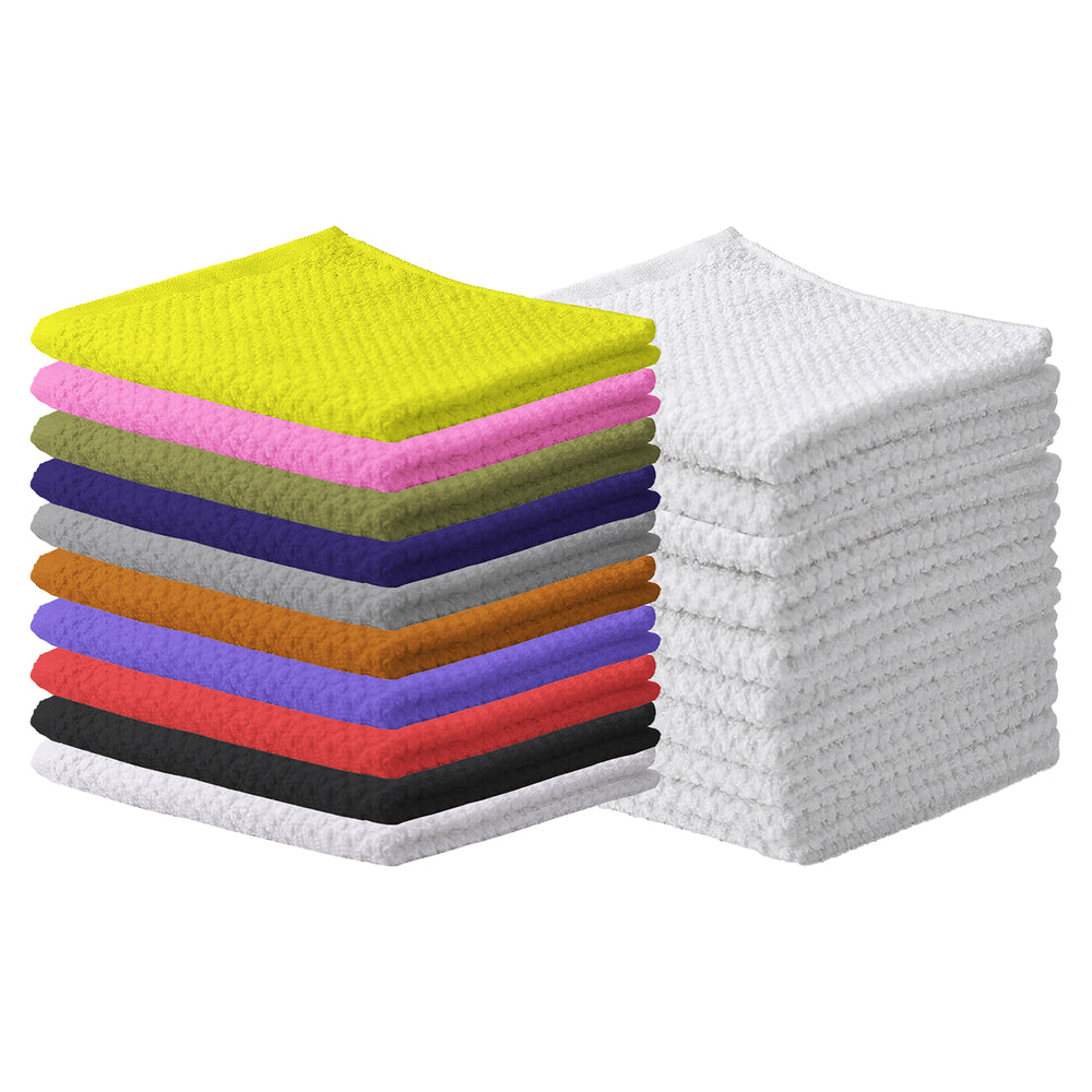 10-Pack: Multipurpose Super Absorbent Ultra Soft 100% Cotton Ring Spun Stitched Wash cloths Image 2