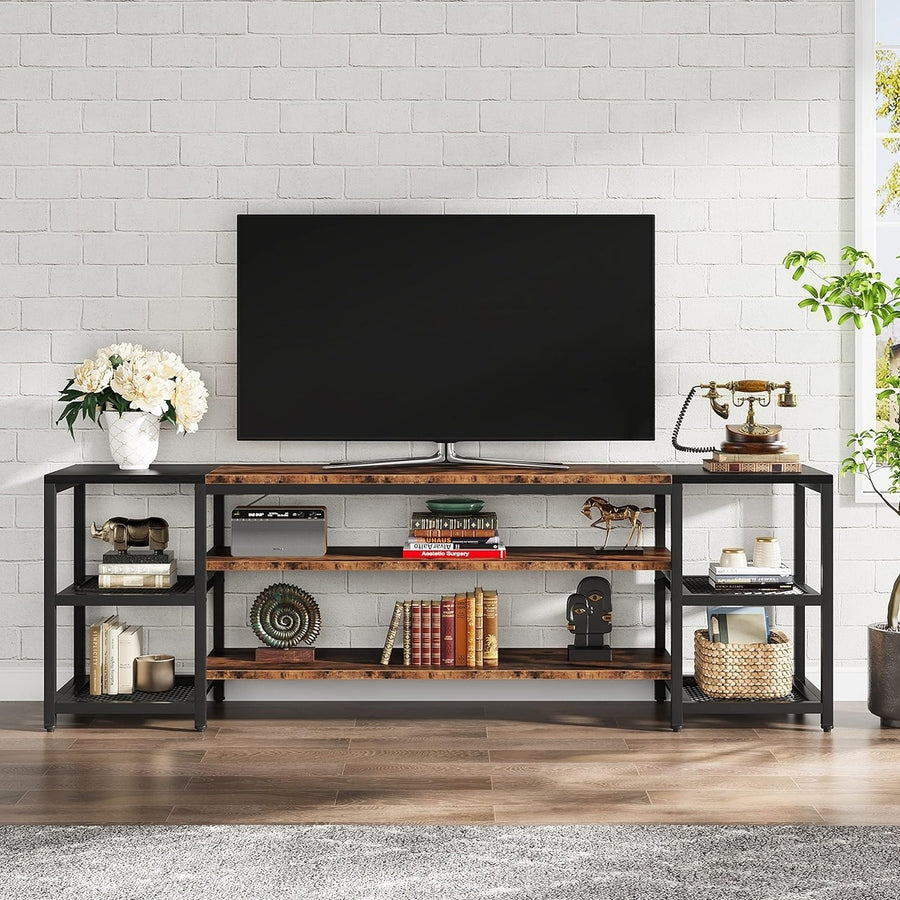 78" TV Stand, Media Entertainment Center Console Table, Industrial 3-Tier TV Console Table with Storage Shelves Image 1