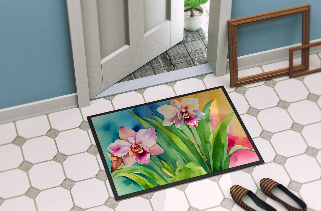 Orchids in Watercolor Doormat 18x27 Image 4