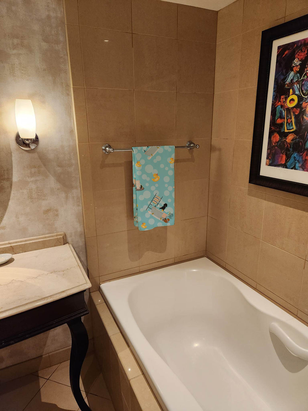 Standard Black Poodle Bath Towel Large Image 2