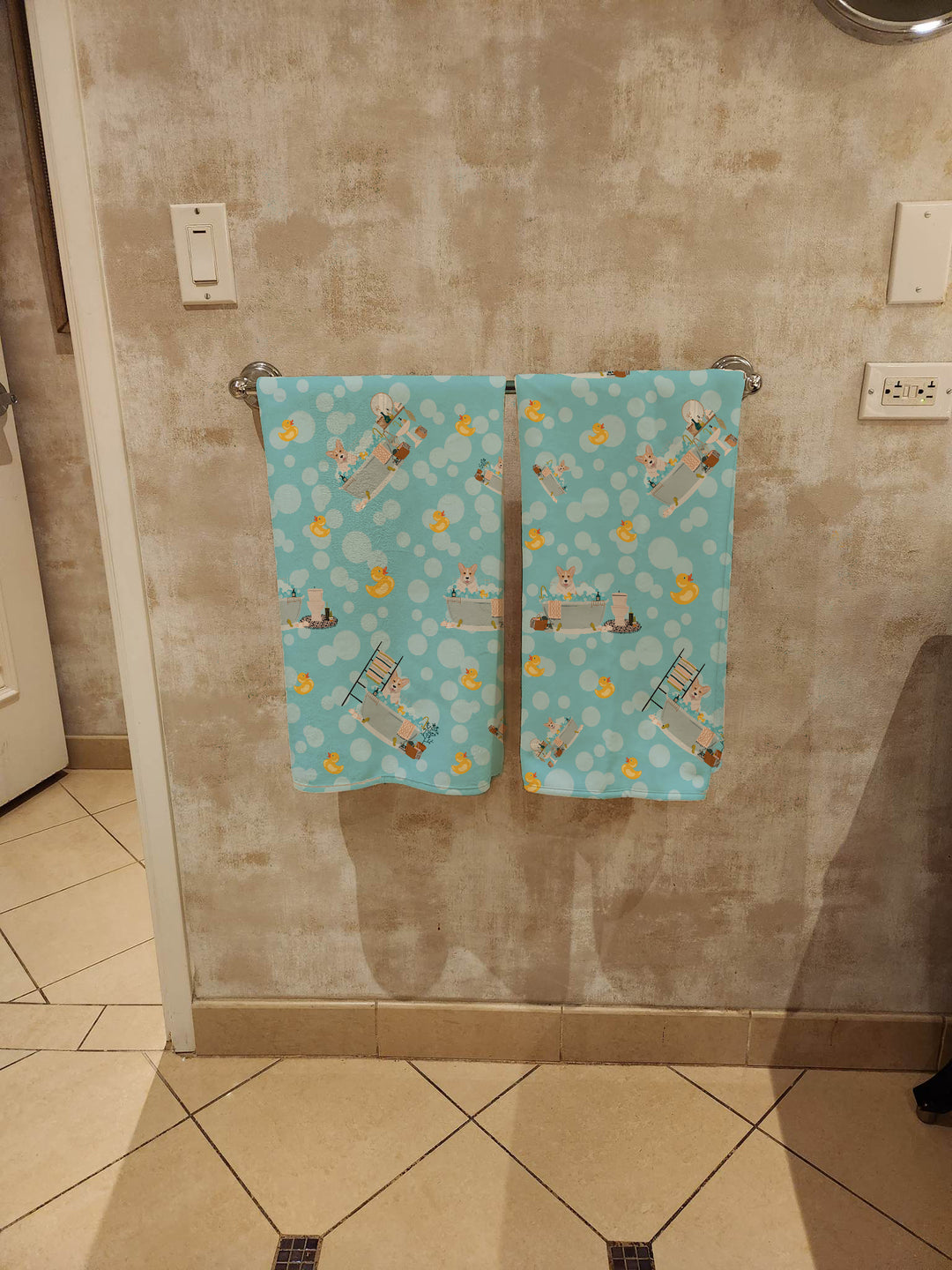 Fawn Cardigan Corgi Bath Towel Large Image 3