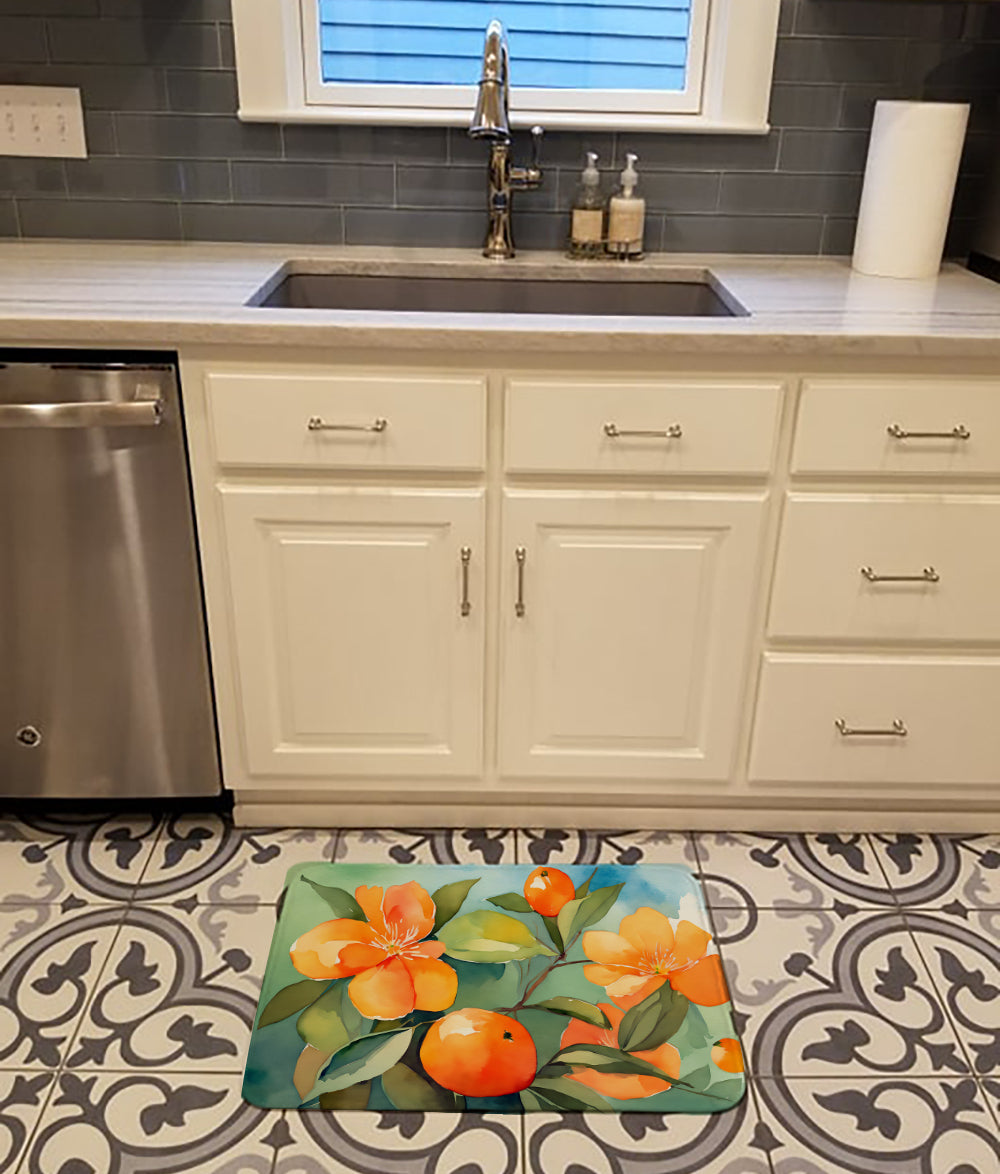Florida Orange Blossom in Watercolor Memory Foam Kitchen Mat Image 2