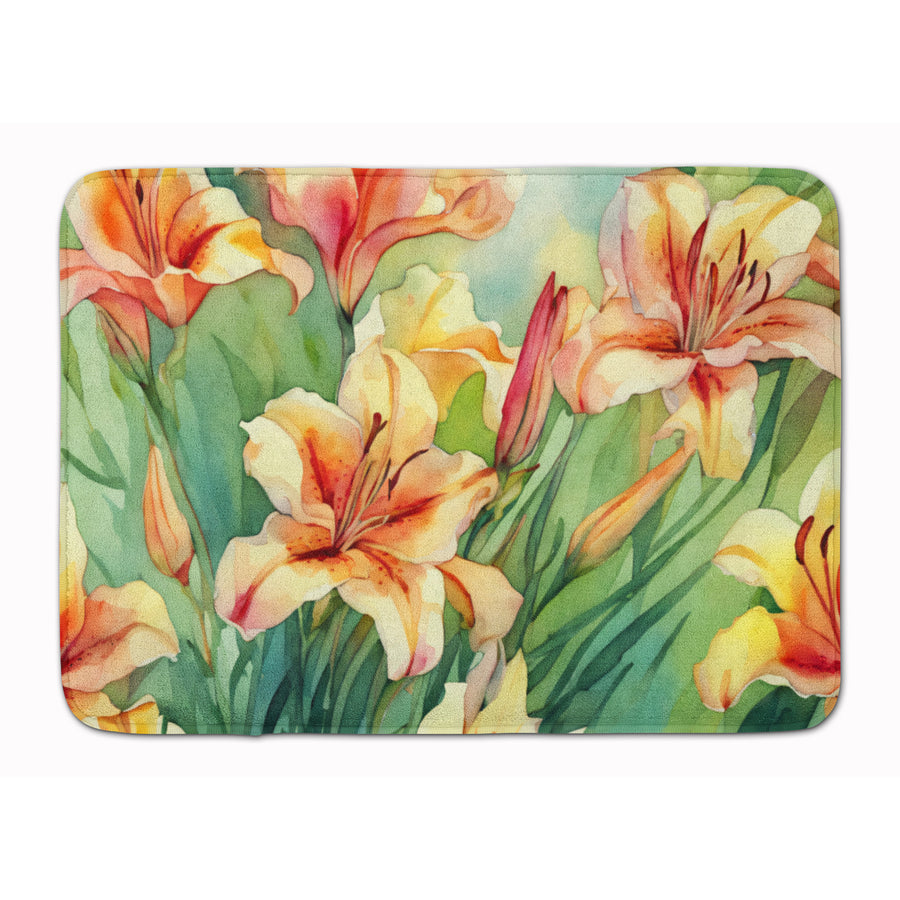 Utah Sego Lilies in Watercolor Memory Foam Kitchen Mat Image 1