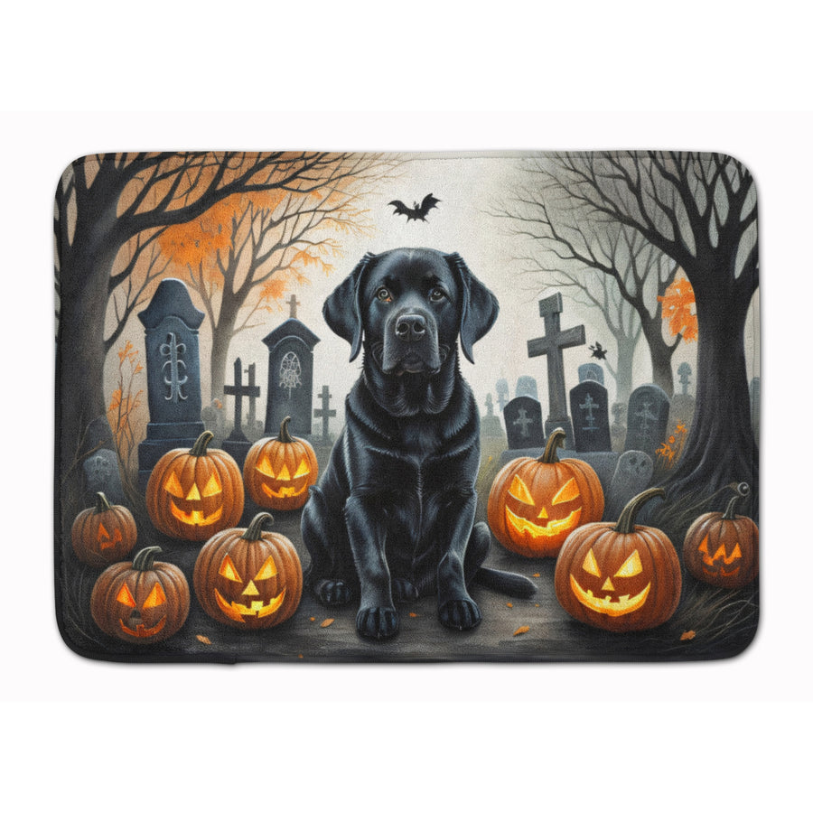 Black Labrador Retriever Spooky Halloween Memory Foam Kitchen Mat Image 1