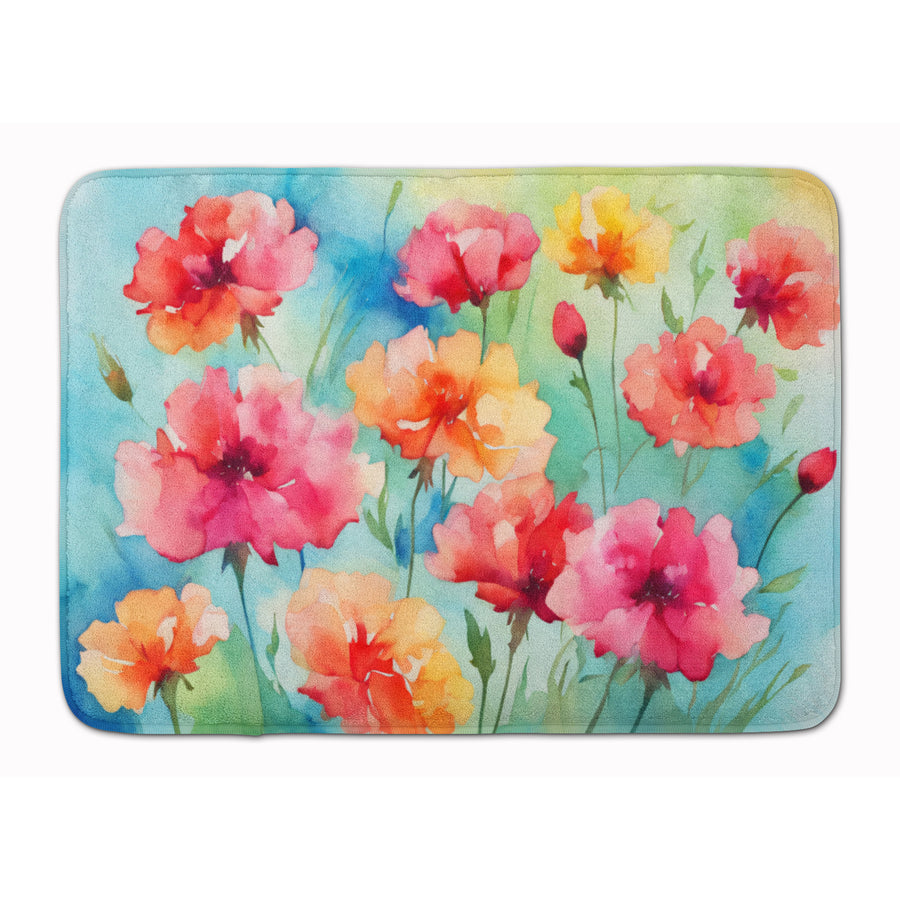Carnations in Watercolor Memory Foam Kitchen Mat Image 1