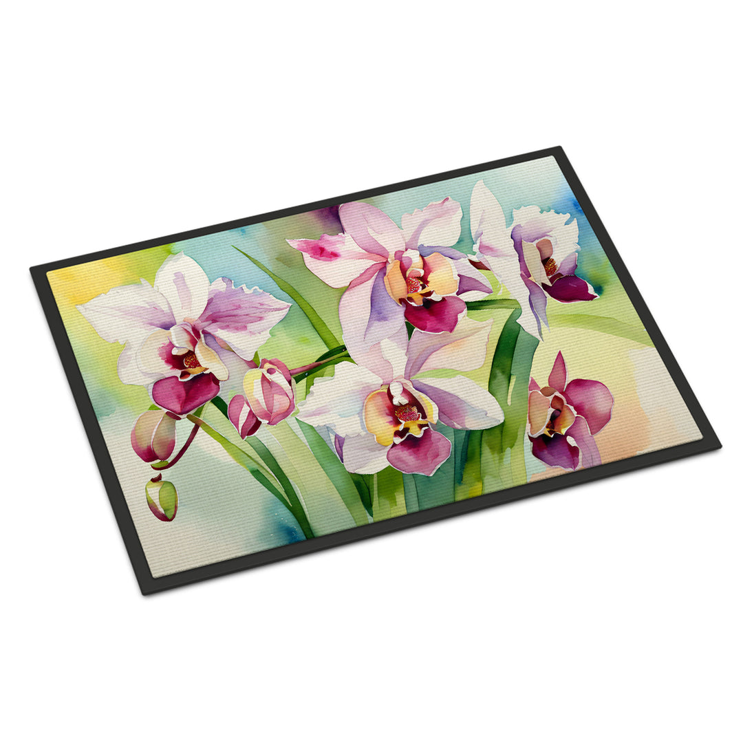 Orchids in Watercolor Indoor or Outdoor Mat 24x36 DAC1557 Image 1