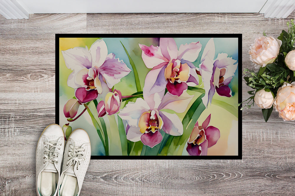 Orchids in Watercolor Indoor or Outdoor Mat 24x36 DAC1557 Image 2