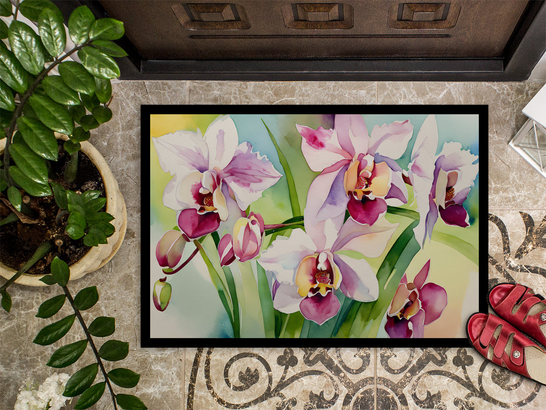 Orchids in Watercolor Indoor or Outdoor Mat 24x36 DAC1557 Image 3