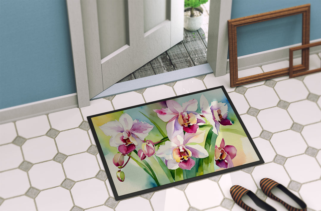 Orchids in Watercolor Indoor or Outdoor Mat 24x36 DAC1557 Image 4