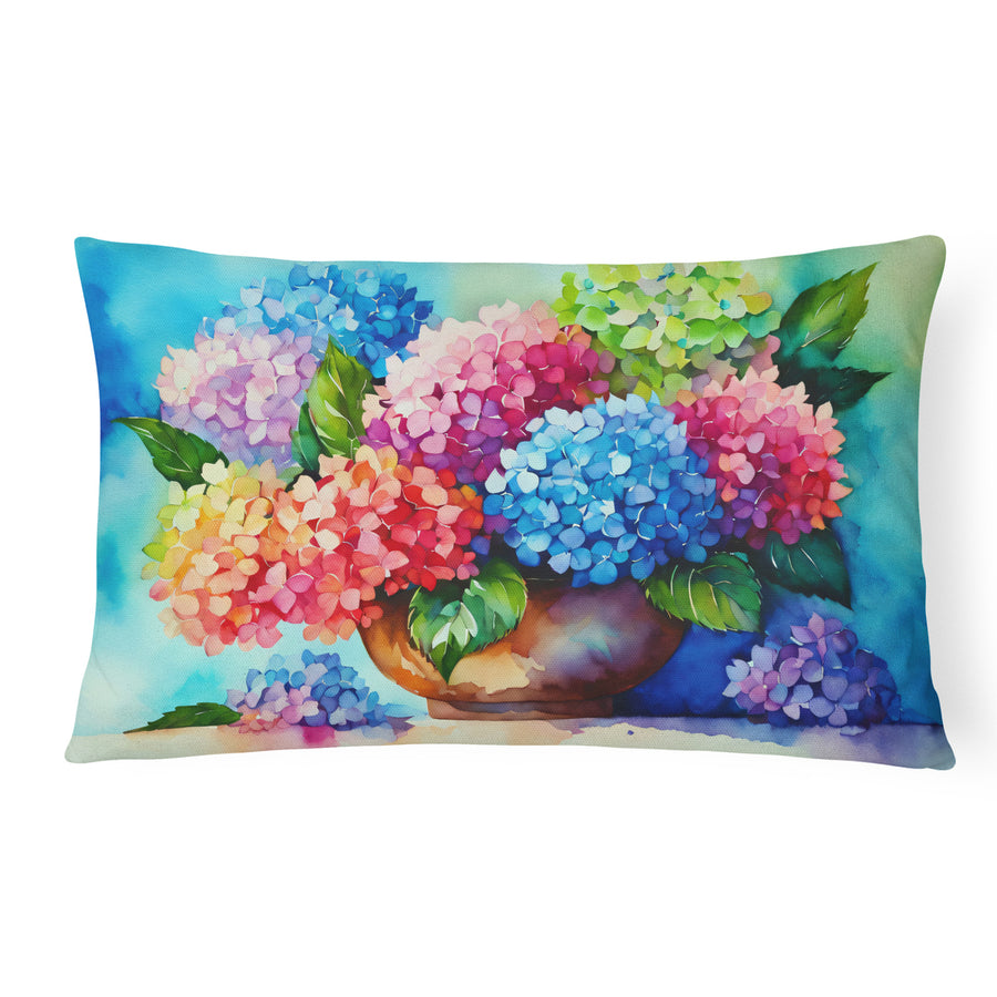 Hydrangeas in Watercolor Fabric Decorative Pillow DAC1576 Image 1