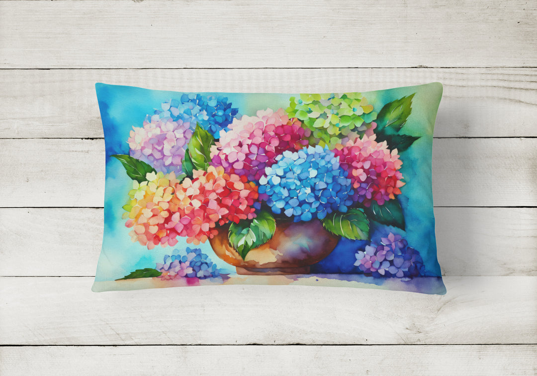 Hydrangeas in Watercolor Fabric Decorative Pillow DAC1576 Image 2