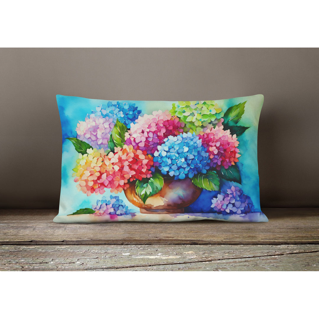 Hydrangeas in Watercolor Fabric Decorative Pillow DAC1576 Image 4