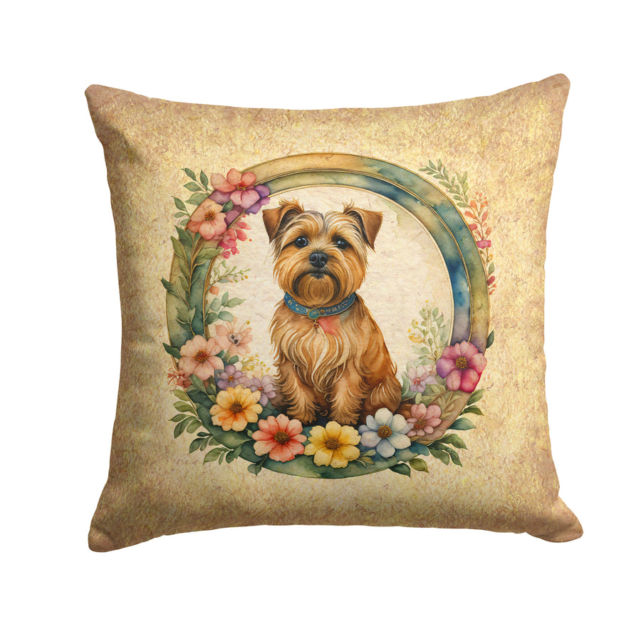 Norfolk Terrier and Flowers Fabric Decorative Pillow DAC2174 Image 1