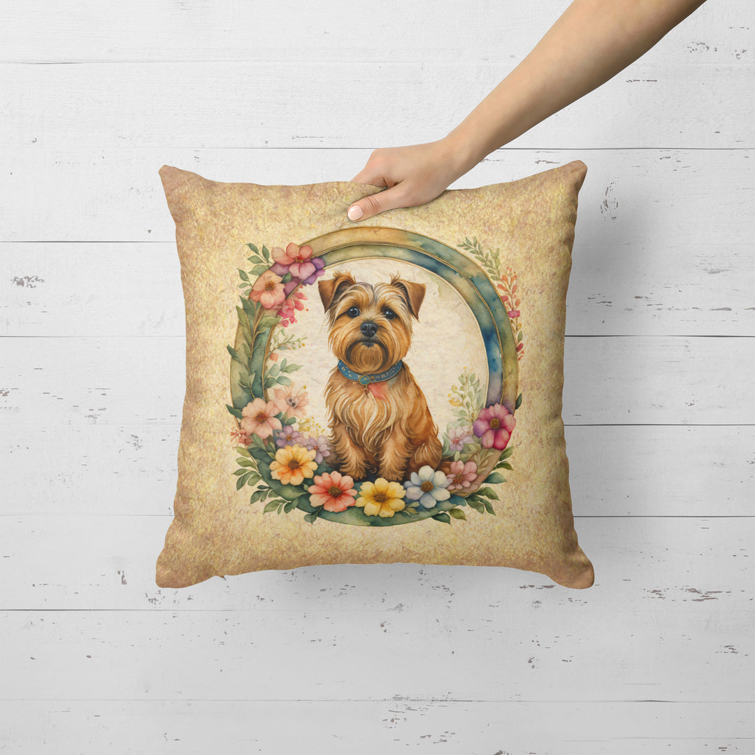 Norfolk Terrier and Flowers Fabric Decorative Pillow DAC2174 Image 2
