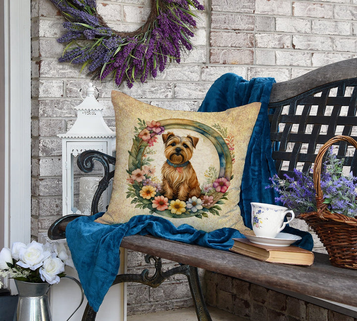 Norfolk Terrier and Flowers Fabric Decorative Pillow DAC2174 Image 4