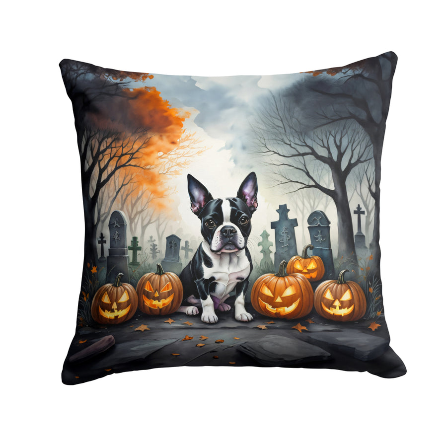 Boston Terrier Spooky Halloween Fabric Decorative Pillow DAC2022 Image 1