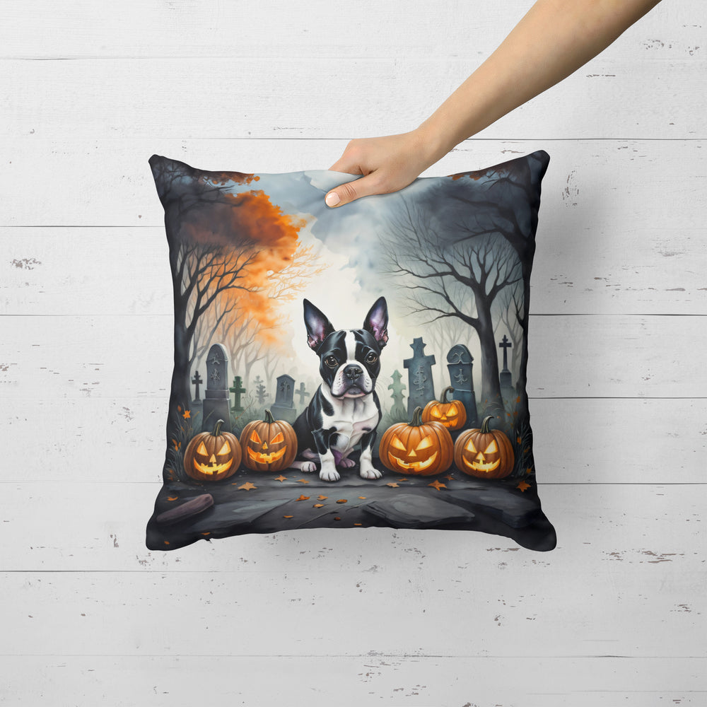 Boston Terrier Spooky Halloween Fabric Decorative Pillow DAC2022 Image 2