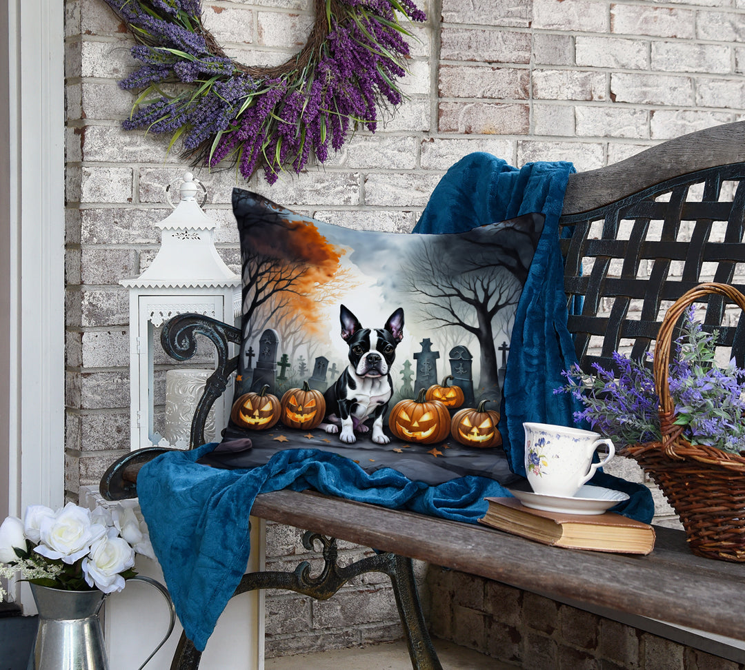 Boston Terrier Spooky Halloween Fabric Decorative Pillow DAC2022 Image 4