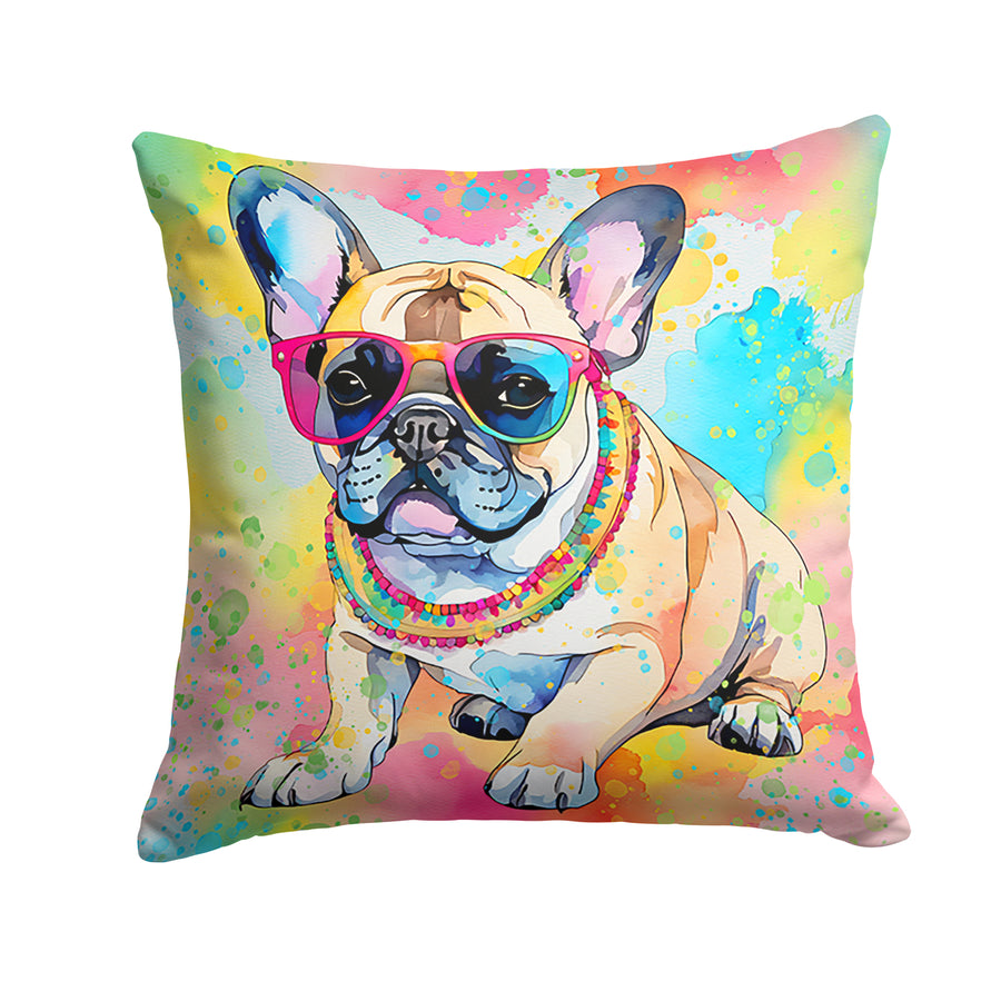 French Bulldog Hippie Dawg Fabric Decorative Pillow DAC2507 Image 1