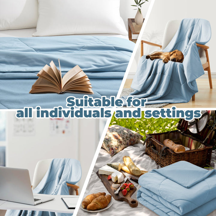 Reversible Blanket King Lightweight Blankets for Hot Sleepers, Blue, 108" x 90" Image 4