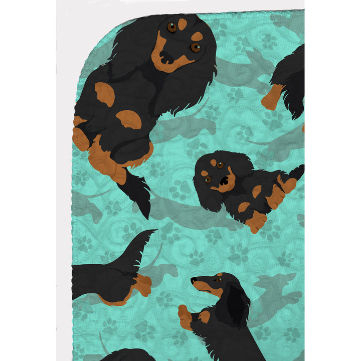 Longhaired Black Tan Dachshund Quilted Blanket 50x60 Image 5
