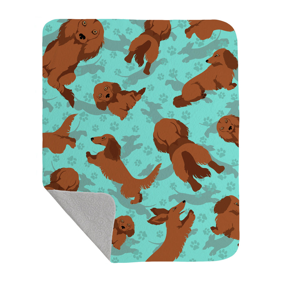 Longhaired Red Dachshund Quilted Blanket 50x60 Image 1
