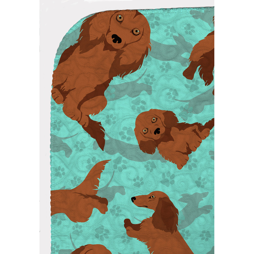 Longhaired Red Dachshund Quilted Blanket 50x60 Image 5