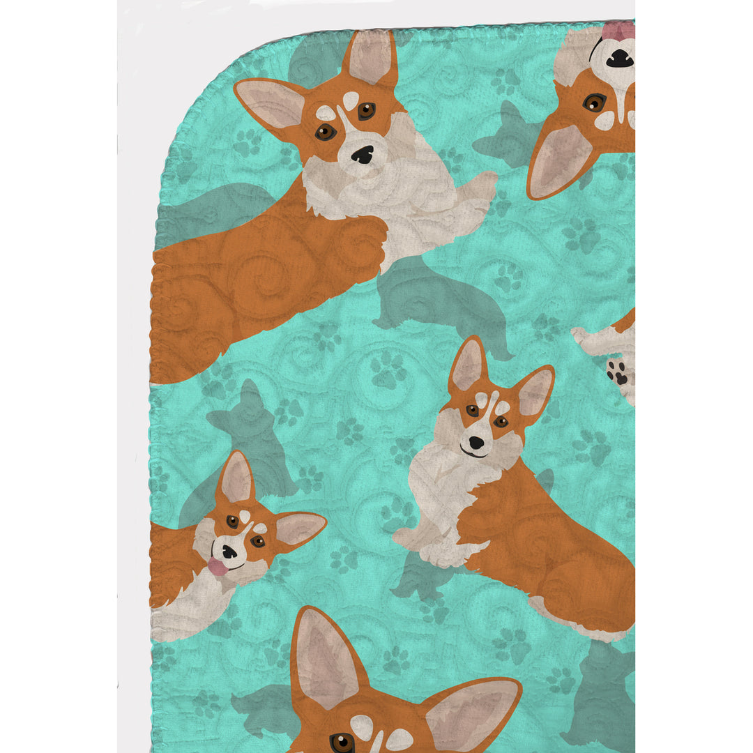 Red and White Pembroke Corgi Quilted Blanket 50x60 Image 5