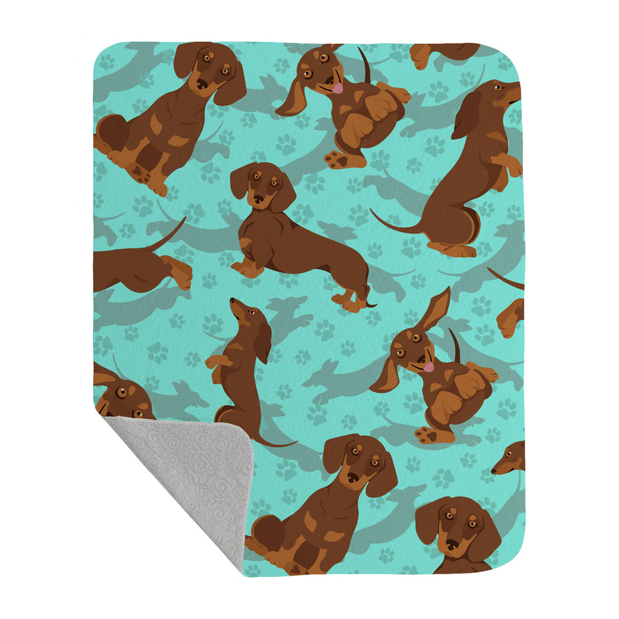 Chocolate and Tan Dachshund Quilted Blanket 50x60 Image 1
