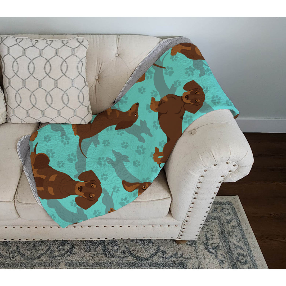 Chocolate and Tan Dachshund Quilted Blanket 50x60 Image 3